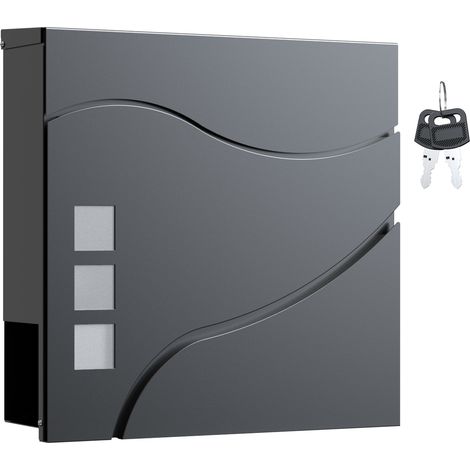 Wiltec Cassetta postale con vano portagiornale V28 antracite 370 x 105 x 370 mm
