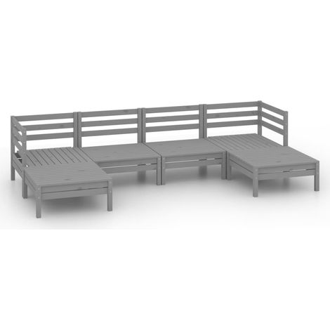 vidaXL Gartenmöbelset 6 Teile Grau Massivholz Kiefer