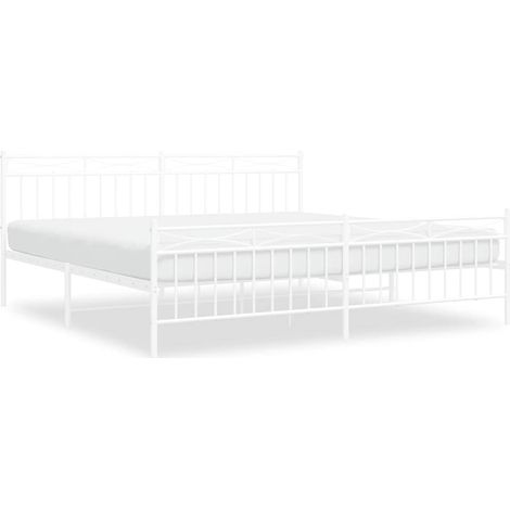 Maison Exclusive - Giroletto con Testiera e Pediera Metallo Bianco 193x203 cm (1/5)