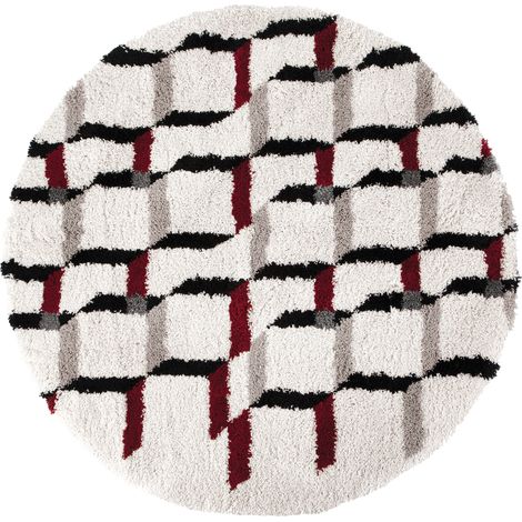 VIVARAISE - Tapis Vivaraise Erika - Tapis rond diamètre 160 cm en polypropylène blanc (1/5)