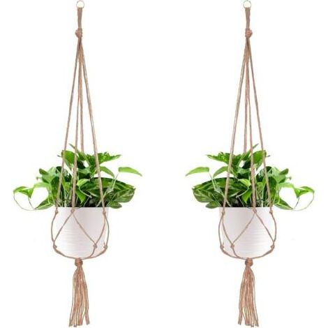 2 Paquets Suspension Plante, Pot Suspendu Plante, pour Suspendre Pot de Fleur Suspension Suspendue Décoration Balcon Maison, 4 Jambes en Corde, 105 cm (1/5)