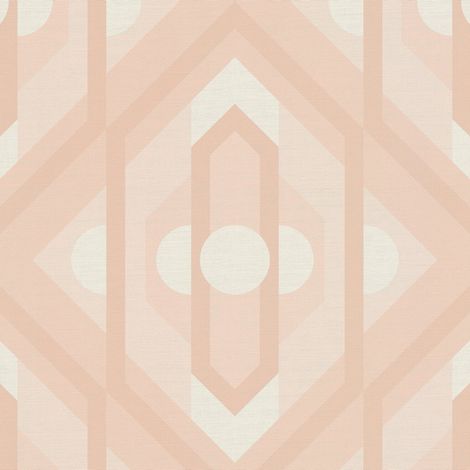 Retro wallpaper wall Profhome 395315 hot embossed non-woven wallpaper slightly textured with geometric shapes matt beige cream 4,5 m2