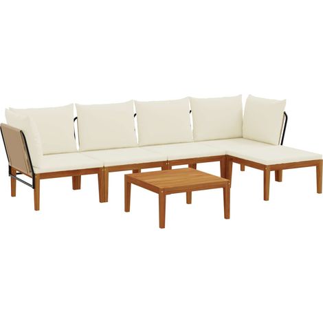 Maison Exclusive - 6 stk. Massives Akazienholz & Seil Natur (1/5)