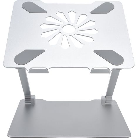 Höhenverstellbarer Laptopständer, ergonomischer Ständer aus silbernem Aluminium für Kühlung und Mobilität. (1/5)