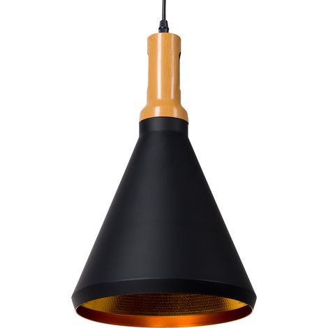 Lámpara de techo metal negro dorado 189 cm pantalla bicolor industrial acabado mate moderno Mackenzie