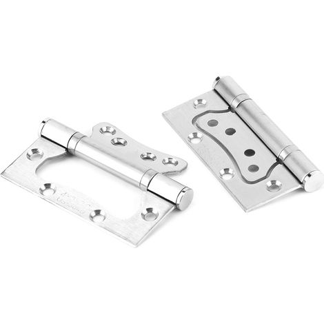 Lot de 2 charnières silencieuses en acier inoxydable pour portes en bois, sans rainure. (1/5)