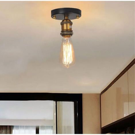 Lot de 2 Plafonnier en Metal E27 Retro Industrielle Lustre Luminaire Couloir Salon（Sans ampoule）