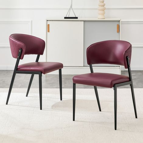 Chaises modernes – Lot 2 – Rembourrées – Métal – Dossier ergo – Similicuir – Salle à manger/Salon/Cuisine – Modèle 3 (1/5)