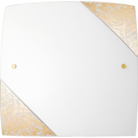 "Plafoniera PARIS in vetro con decoro in foglia oro 40x40 cm." (1/3)