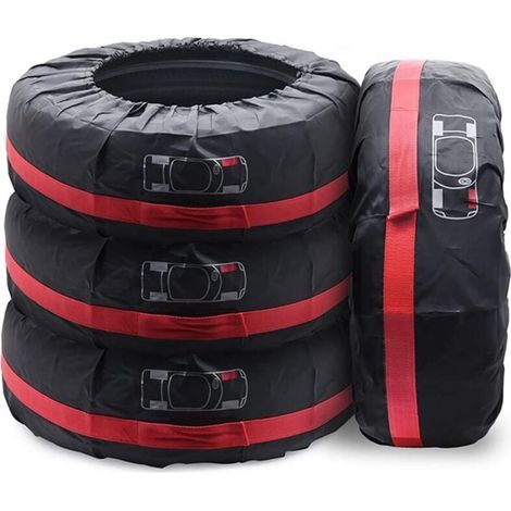 Lot de 4 Housses de pneus 13-17" Housse Roue de Secours Imperméable Housses de Protection de Roue de Voiture (Rouge, diamètre 66 cm) (1/4)