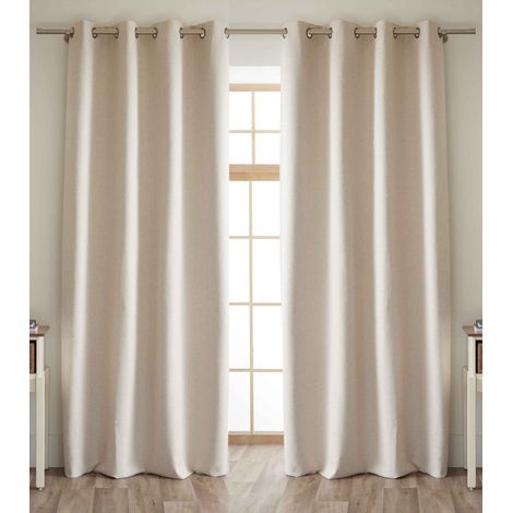 Lot de 2 rideaux 100% occultants + 8 œillets 140 x 240 cm Polyester chambray "Eres" Le fil d'Ariane - Eres Sable - (1/3)