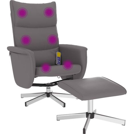 Maison Exclusive - Massagesessel mit Fußhocker Grau Kunstleder (1/5)