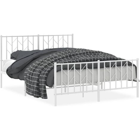Lit double,Lit adulte,Cadre de lit métal sans matelas et pied de lit blanc 140x190 cm CFW8304522 (1/5)