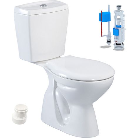 Stand-WC mit Taharet Keramik-Spülkasten Softclose WC-Sitz Toilette WC Senkrecht Boden (1/5)