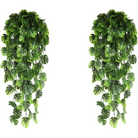 Lierre artificiel suspendu, plantes feuilles de tortue, fausses vignes en plastique, guirlande de verdure, grappe de raisin factice, herbe, fleurs, feuillage pour extérieur, intérieur, jardin, fête, m (1/5)