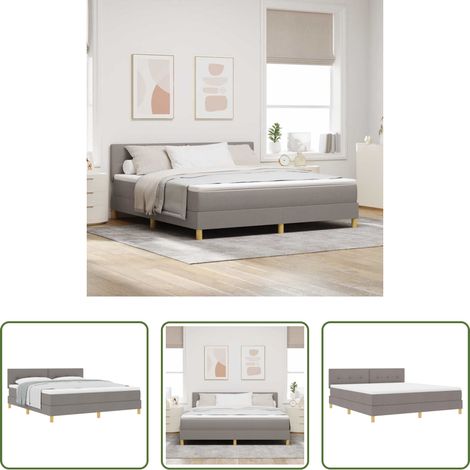 Matratze - Boxspringbett mit Matratze Taupe 180 x 200 cm Stoff (1/5)