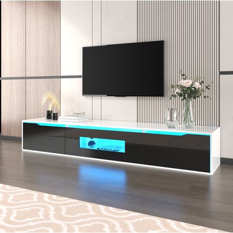 MEUBLIV TV-Möbel 180x35x30 cm Schwarz und Weiß glänzend – mehrfarbige LED (1/5)