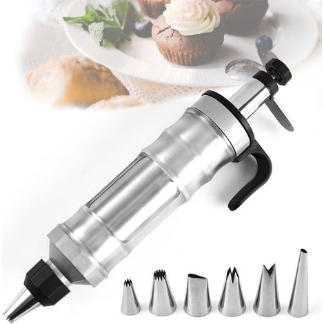 Pistolet à glaçage décoratif, outil de décoration de gâteaux et pâtisserie en acier inoxydable (1/3)