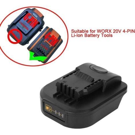 Adaptateur de Batterie à 4 Broches Batterie pour Outils sans Fil pour Makita 18V Convertir pour Worx 20V