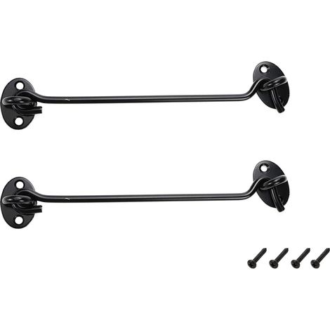 Loquet de porte, serrure de porte de grange, loquet de porte coulissante en acier inoxydable de 20 cm, noir, 2 pièces (1/5)