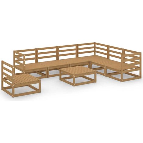 Maison Exclusive - Muebles de jardín 8 piezas marrón miel madera (1/5)