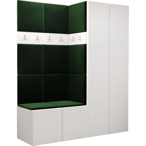 Meuble d'entrée Pinis III, Polo 889, 186x158x46cm, Tissu, Stratifié, Murale, À poser
