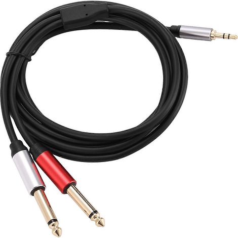 Adaptateur de câble audio 3,5 mm vers double 6,5 mm, câble AUX 3,5 mm vers 6,5 mm, répartiteur jack 3,5 mm, compatible avec les guitares, les tables de mixage, les amplificateurs et les basses. (1/5)