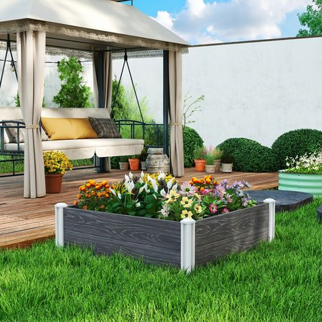 Massifs jardin vinyle Gris fond ouvert design entrelacé foncé 102x102x33 cm (1/4)