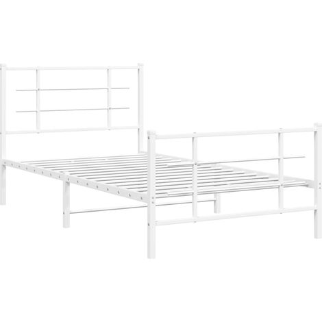 vidaXL Cadre de lit métal sans matelas et pied de lit blanc 100x200 cm (1/5)