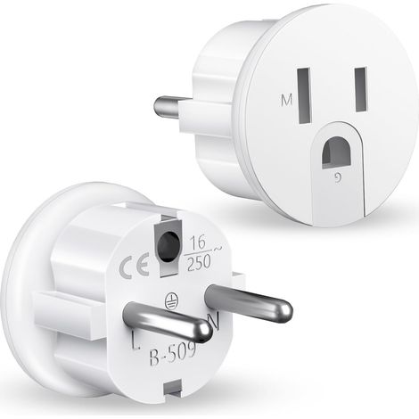2 Pièces Adaptateur Prise USA, Adaptateur Prise USA vers France, Adaptateur de Voyage Type B pour Canada, Mexique, Thaïlande, Colombie (1/5)