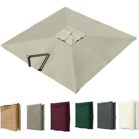 Auvent De Remplacement pour Parasol Déporté Carré, Toile De Rechange pour Parasol De Jardin Extérieur, Housse De Rechange 8 Baleines Protection UV(Light Grey,3x3m (9.8x9.8ft))