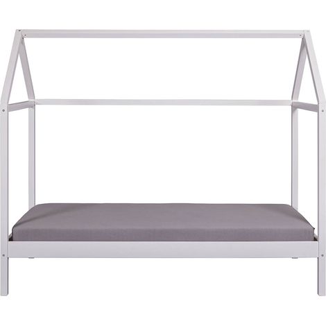 Lit enfant cabane 90x200cm en pin massif vernis coloris blanc - longueur 207 x profondeur 97 x hauteur 174 cm (1/5)