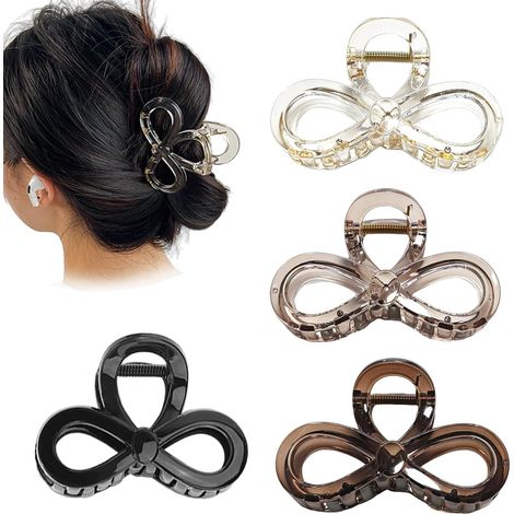 Set di quattro fermagli per capelli lucidi antiscivolo da 6 cm, adatti a donne con capelli da fini a medio-spessi, fermagli per capelli di grandi dimensioni, fermagli a pinza.