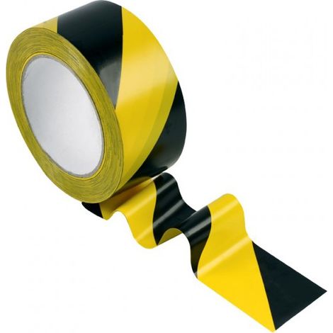 Novap – Ruban de signalisation adhésif jaune et noir 50mm x 33m – Adhérence sur surfaces lisses – Épaisseur 170 microns pour marquage durable (1/5)