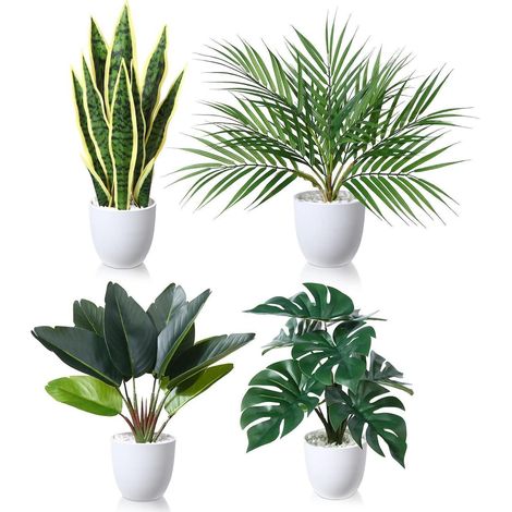 4er Set Kunstpflanzen 40cm im Topf für Innendekoration, pflegeleicht (1/5)