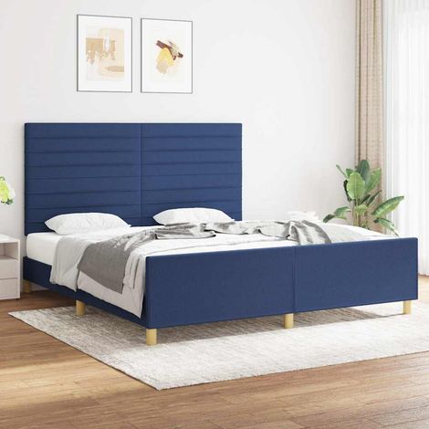 Cadre de lit sans matelas bleu 180x200 cm tissu (1/5)