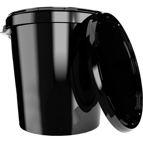 5x Hobbock Eimer mit Deckel 31,5 L, Lebensmittelecht Schwarz