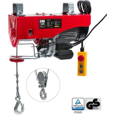 AREBOS Paranco Elettrico 500 -1000 kg Verricello Elettrico Montacarichi Paranchi