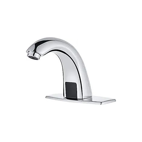 Robinet de lavabo automatique sans contact avec couvercle perforé, capteur CC, chromé (1/4)