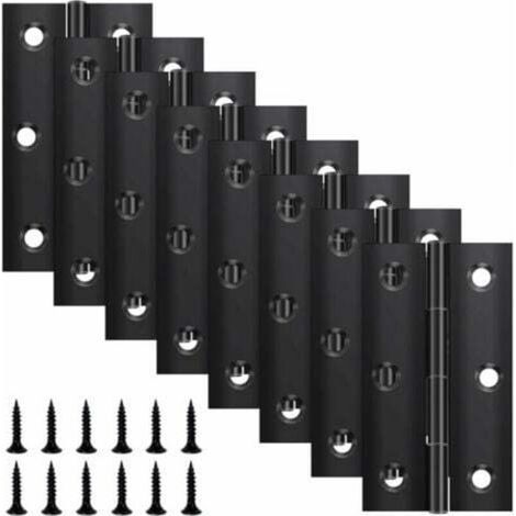 8 Pack Folding Hinges 68mm × 38mm, Black Stainless Steel Hinge, Piano Hinge, Small Hinge, Door Hinge for Doors, Windows, Cabinets with 48 Screws (1/5)