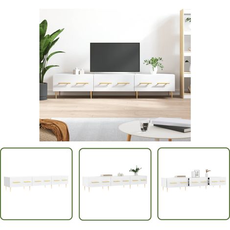 The Living Store TV-Schrank Weiß 150x36x30 cm Holzwerkstoff - TV Schrank - Fernsehtisch - Holzwerkstoff Möbel - Weißer TV Stand - Wohnzimmermöbel (1/5)