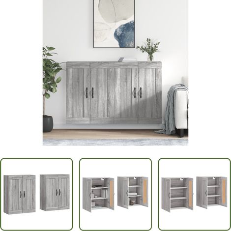 Holzwerkstoff - Wandschränke 2 Stk. Grau Sonoma Holzwerkstoff (1/5)