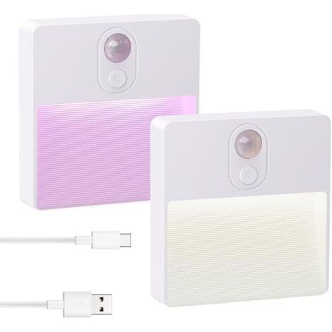 LED night light with motion sensor, 5 colors, rechargeable, magnetic, dimmable, wit (set of 2) (1/5)
