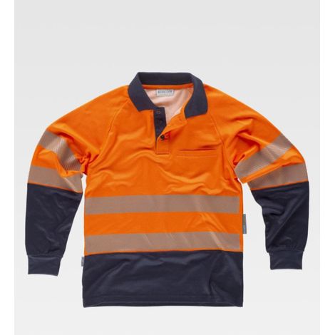 Polo de alta visibilidad con cintas reflectantes segmentadas, interior de algodón C3896 WORKTEAM XXL Naranja A.V.+Marino (1/2)