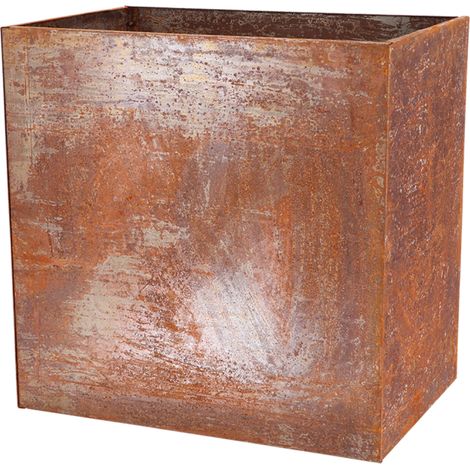 Jardinière rectangulaire effet rouille en acier corten - Orange - L 58,2 x l 38,2 x H 58,2 cm - Livraison gratuite (1/5)