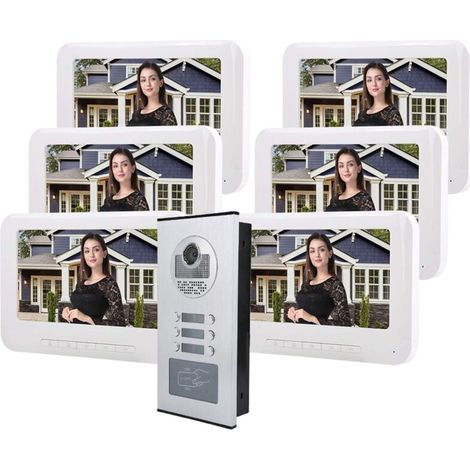 7" HD video doorbell with 6 monitors, camera, infrared night vision, video entry system (1/5)