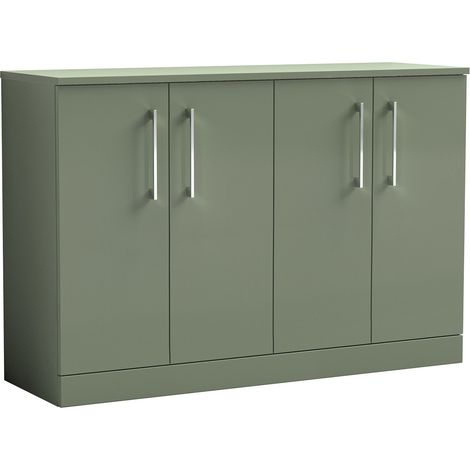 Nuie Arno Satin Green 1200mm 4 Door Vanity Unit with Worktop - ARN803W2 (1/2)