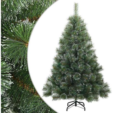 Sapin de Noël artificiel aux branches flexibles et recouvert de neige. (1/5)