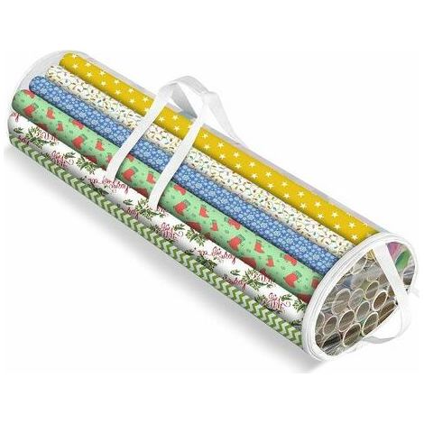Filiyano – Sac de rangement pour papier cadeau, étui de rangement transparent pour rouleaux de papier cadeau - Sac en plastique résistant avec poignée (1/5)