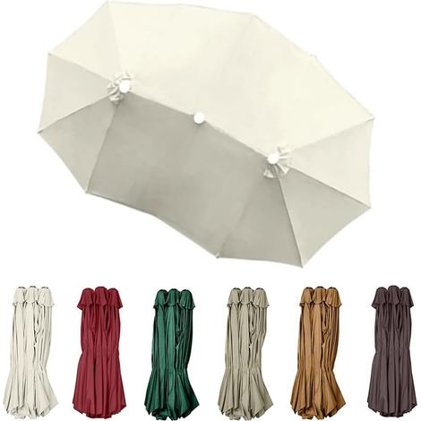 Toile De Remplacement Grand pour Parasol Double Housse De Rechange pour Parasol 4.6m Toile De Parasol 12 Baleines Auvent De Parasol XXL(Beige)